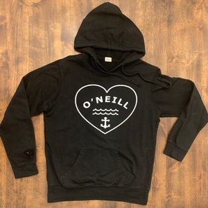 O'neill Black Hoodie Heart Anchor Graphic Size Medium